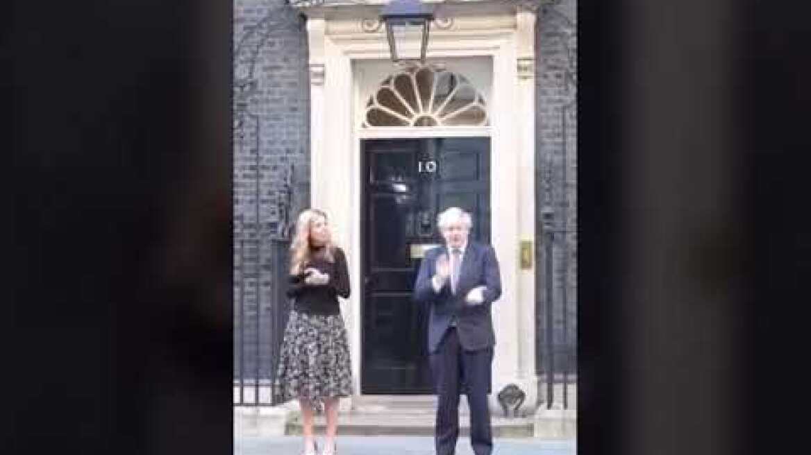 Boris Johnson and Carrie Symonds clapping for NHS and for Carers .   #ThankYouNHS #ClapForCarers