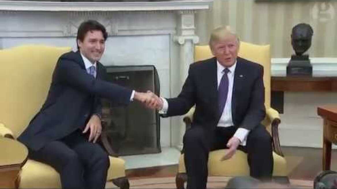 Donald Trump's strange handshake style and how Justin Trudeau beat it