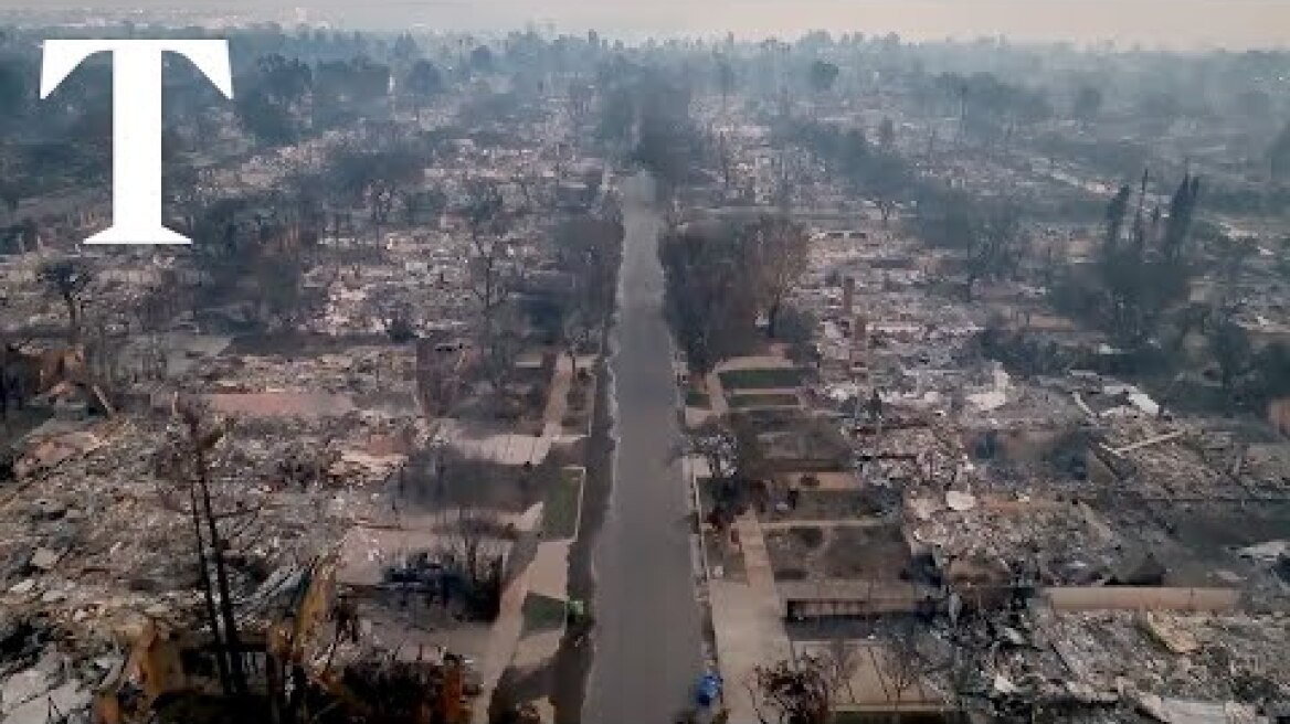 LA wildfire: Drone video reveals devastating aftermath