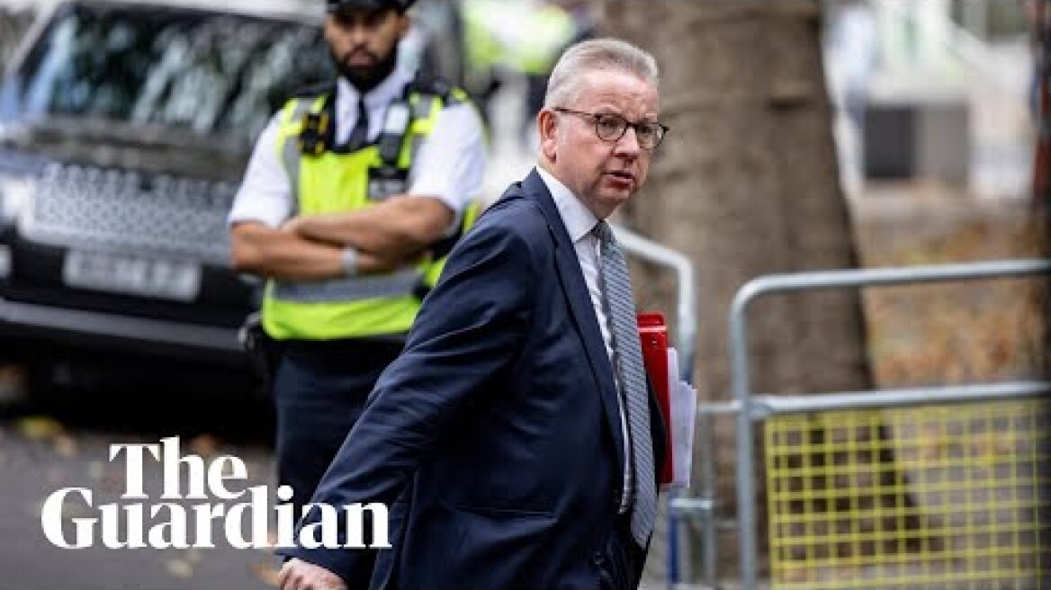 Michael Gove surrounded by anti-Covid restriction protesters in Westminster