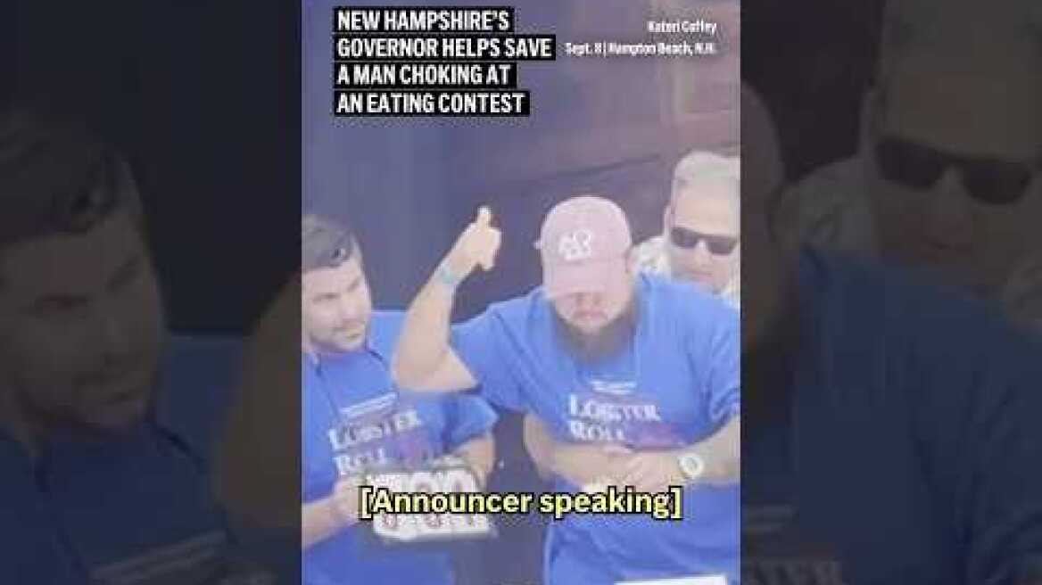 New Hampshire governor helps save man choking at seafood eating contest