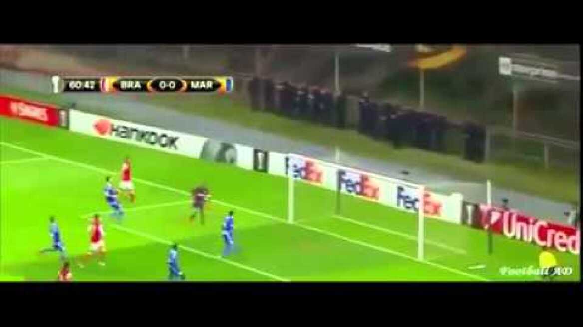 Emotional moment.. Braga's Ahmad Hassan scores a beauty goal vs Marseille after death of his father