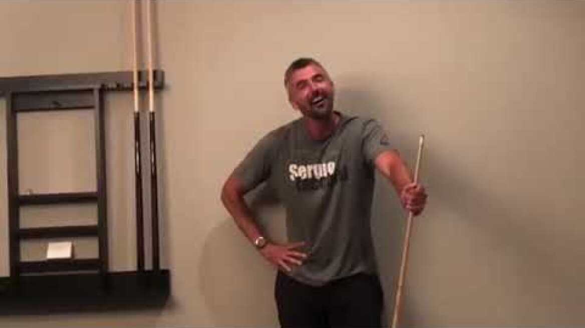 Novak Djokovic playing billiard vs Goran