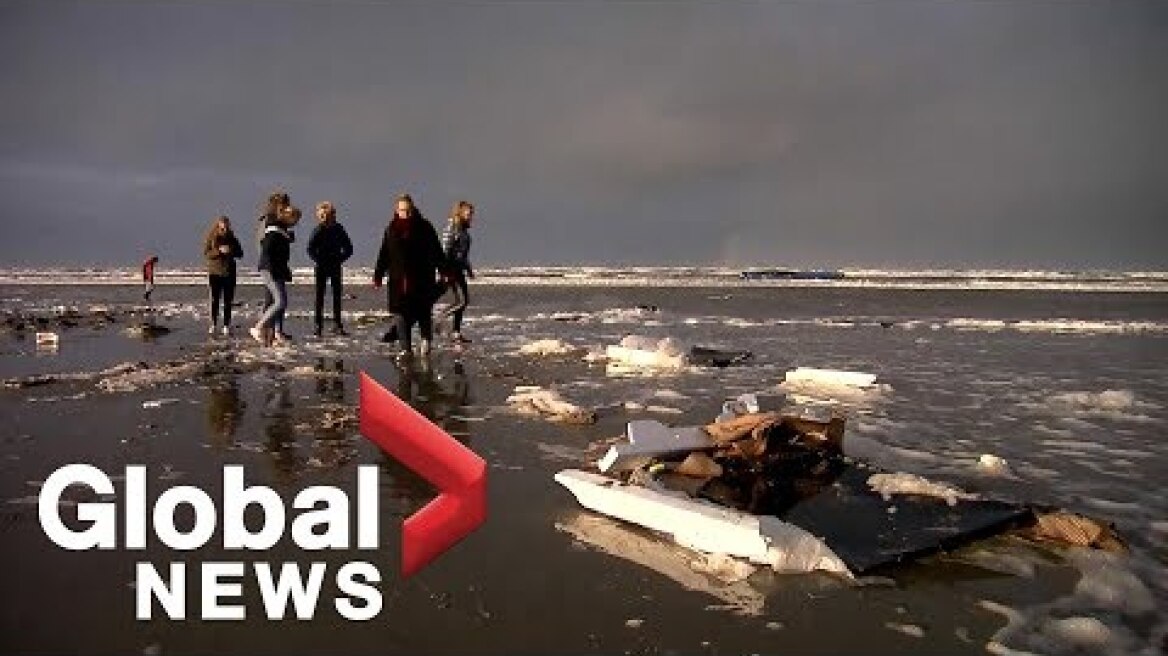 Boxes of electronics wash ashore on Dutch island after accident involving cargo ship