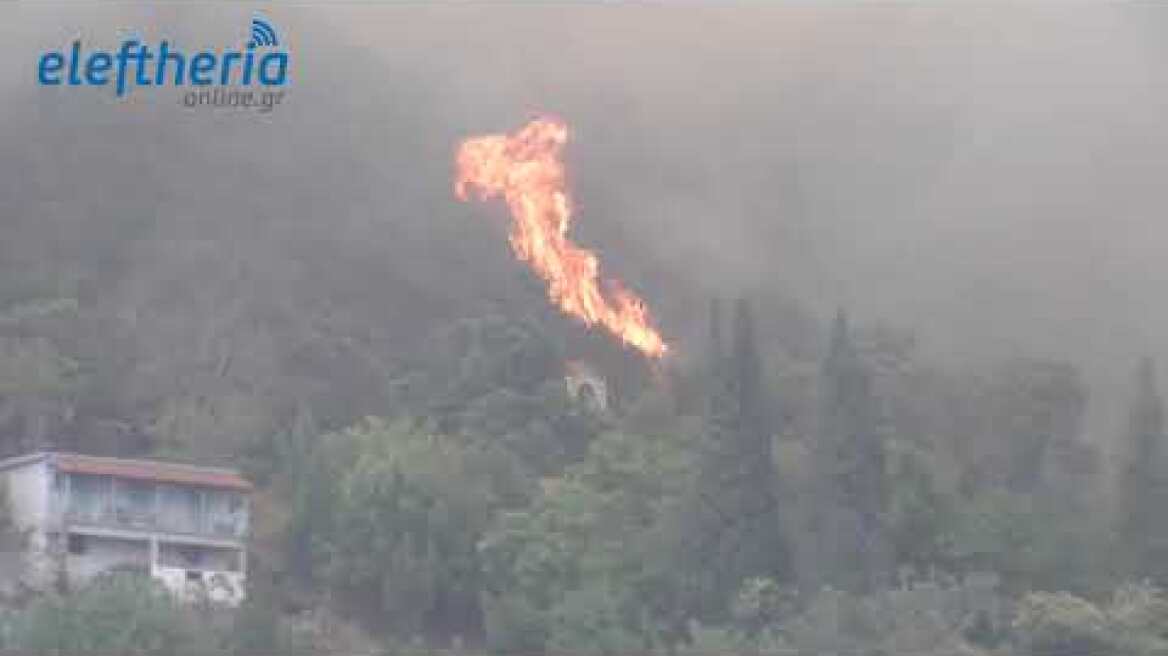 Ανεξέλεγκτη η πυρκαγιά στην Άνω Μεσσηνία