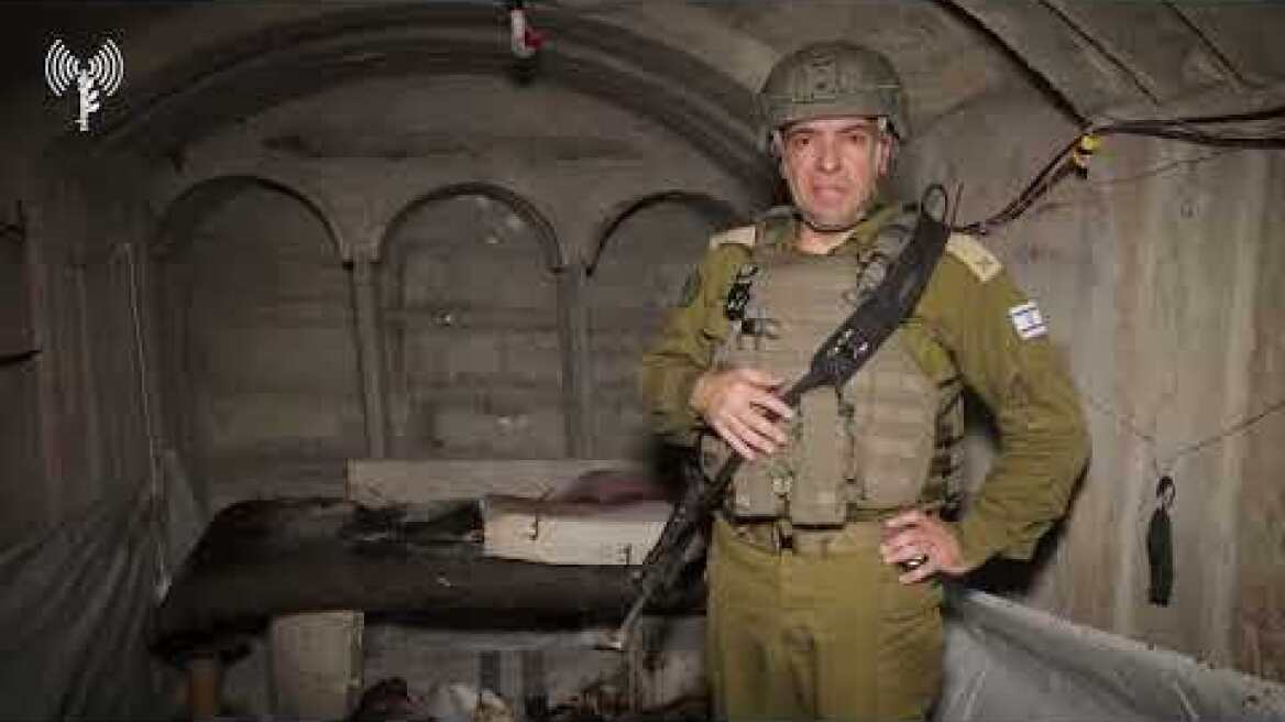 דובר צה"ל, תא"ל אפי דפרין במתחם התת"ק מתחת לבית החולים האירופי בחאן יונס | את"צ