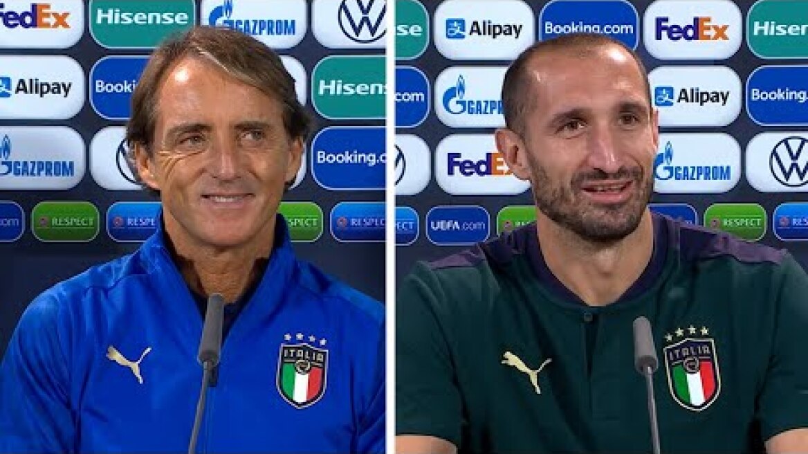 Roberto Mancini, Giorgio Chiellini 💬 | Italy v Spain | Press Conference | Nations League Semi-Final