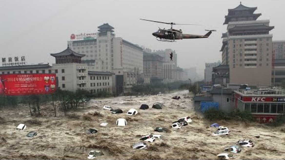 Now in Beijing! Thousands of cars floating on the water! Worst floods in China