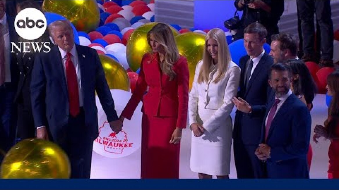 Trump wraps up RNC speech with family on stage
