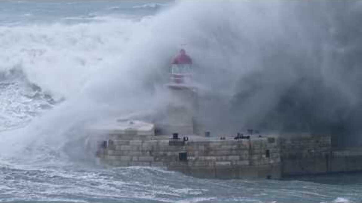 Immense Wave Collides With Lighthouse in Malta