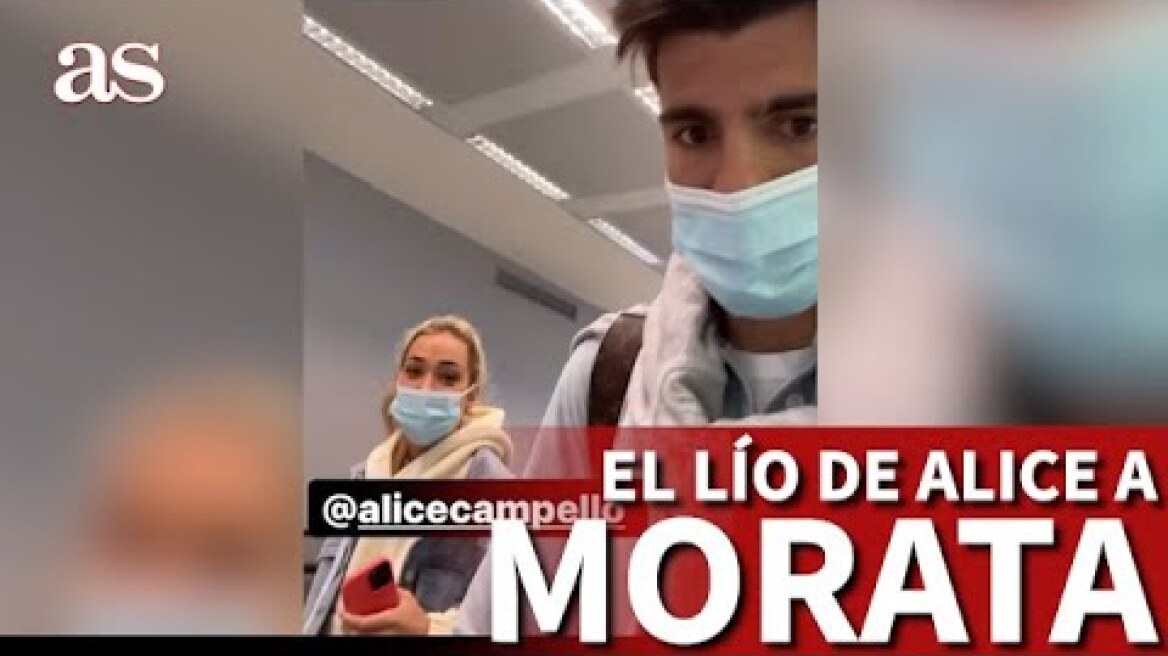 El lío monumental de Alice Campello a Morata en el aeropuerto: se quedan en tierra