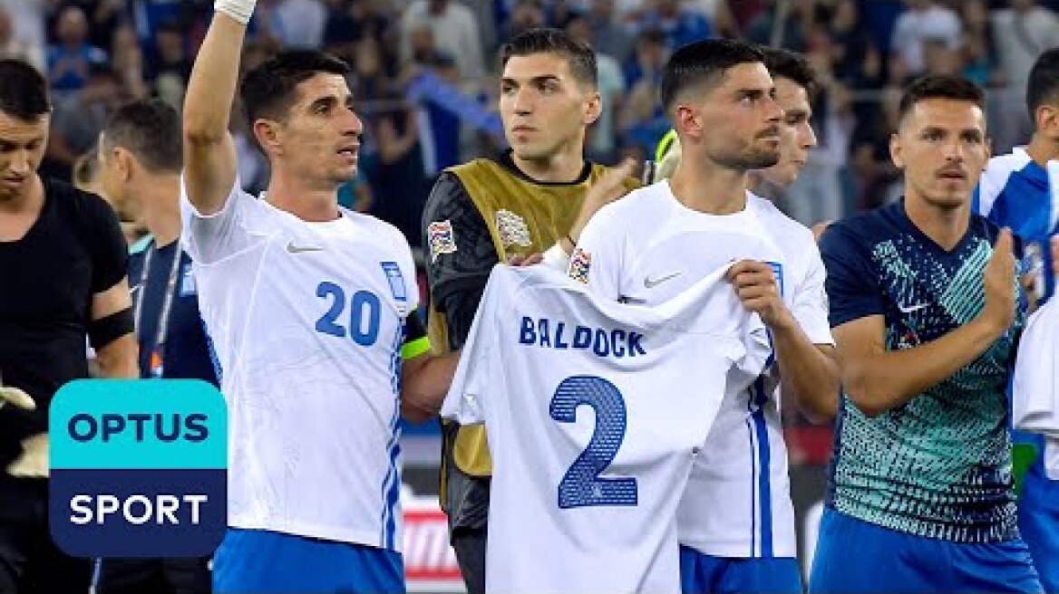 Greece honour George Baldock 💙🤍 Beautiful scenes in Piraeus after Nations League win 🇬🇷