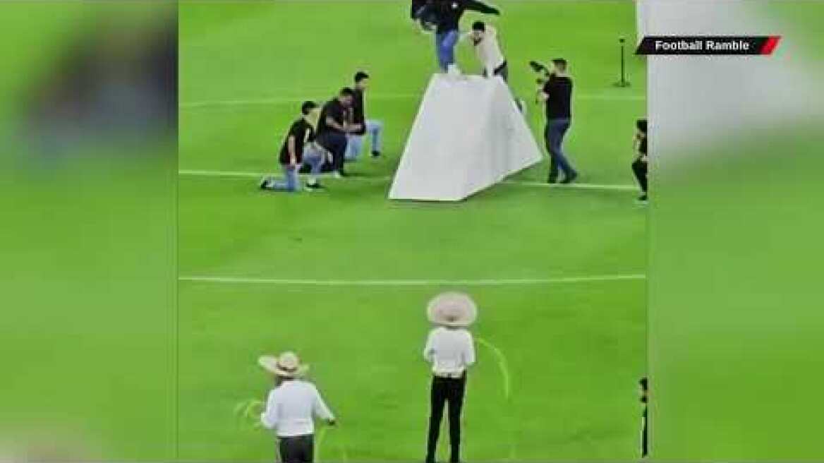 WATCH: Mexican football fans literally lassoed in highly bizarre halftime entertainment