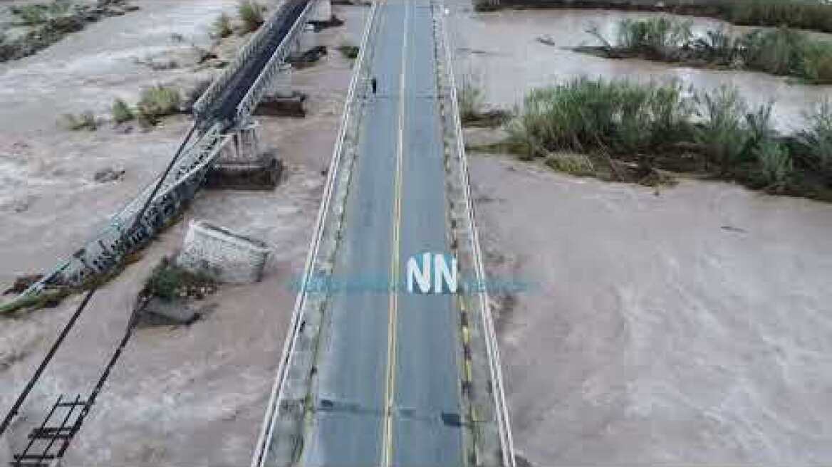 Ευηνοχώρι: Καθίζηση στη Γέφυρα του Ευηνοχωριου.Εικόνες drone