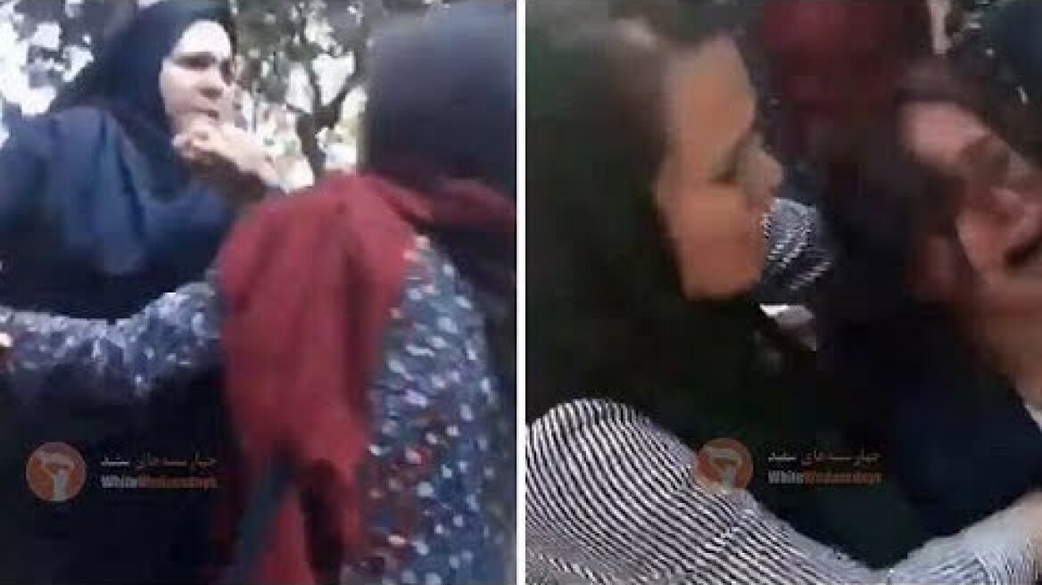 Iranian woman is viciously beaten because of her red head scarf