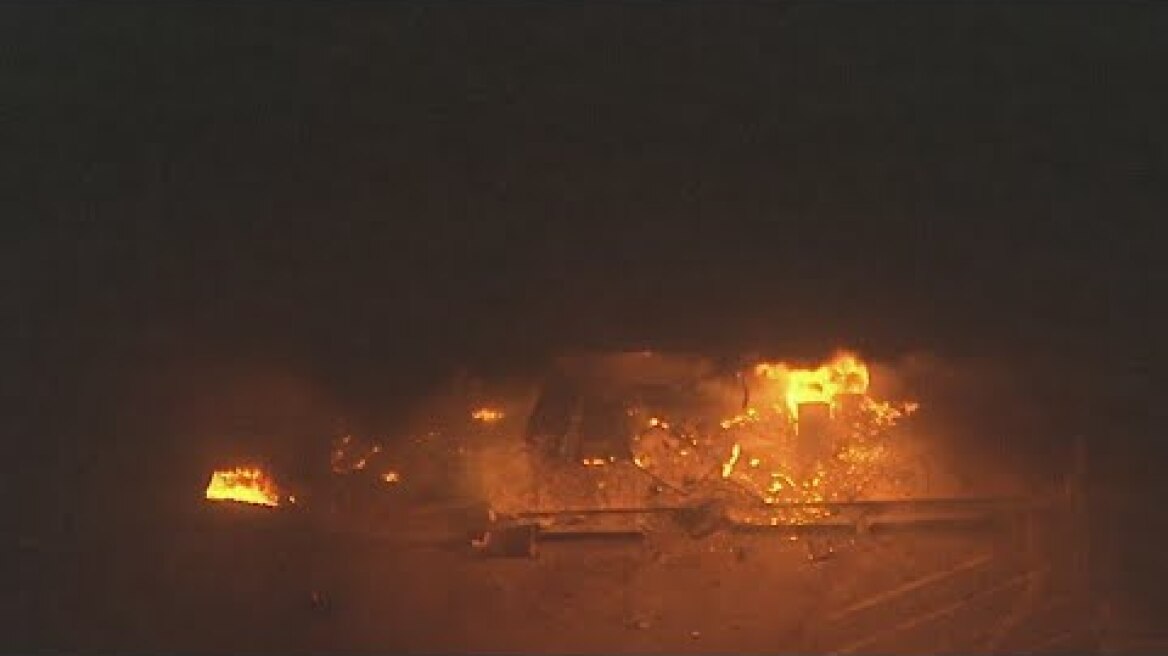 Watch: 7-Eleven goes up in flames in downtown St. Louis amid looting