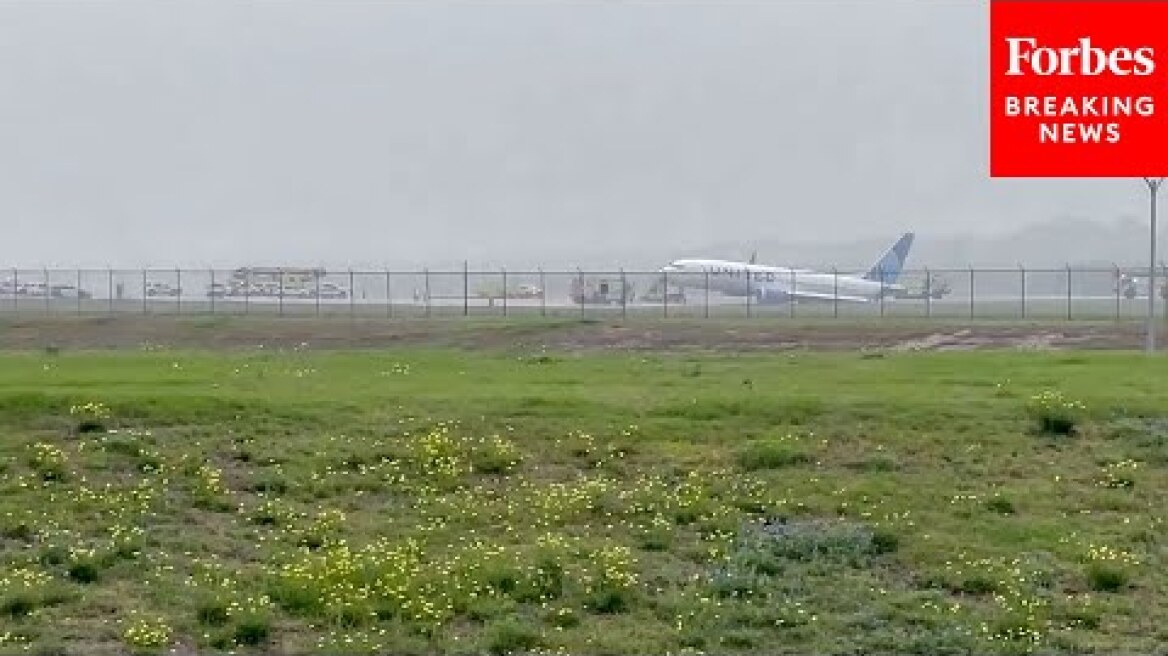 United Airlines Jet Rolls Off Runway In Houston, Texas