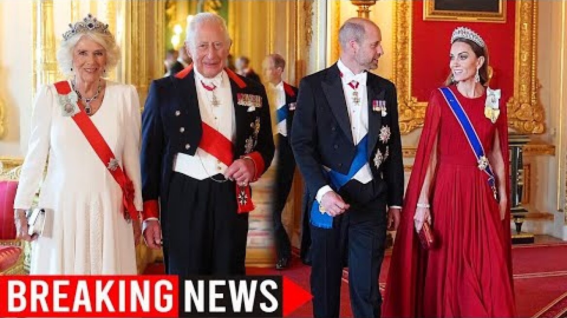 Royal family dazzles at state banquet for French President Macron