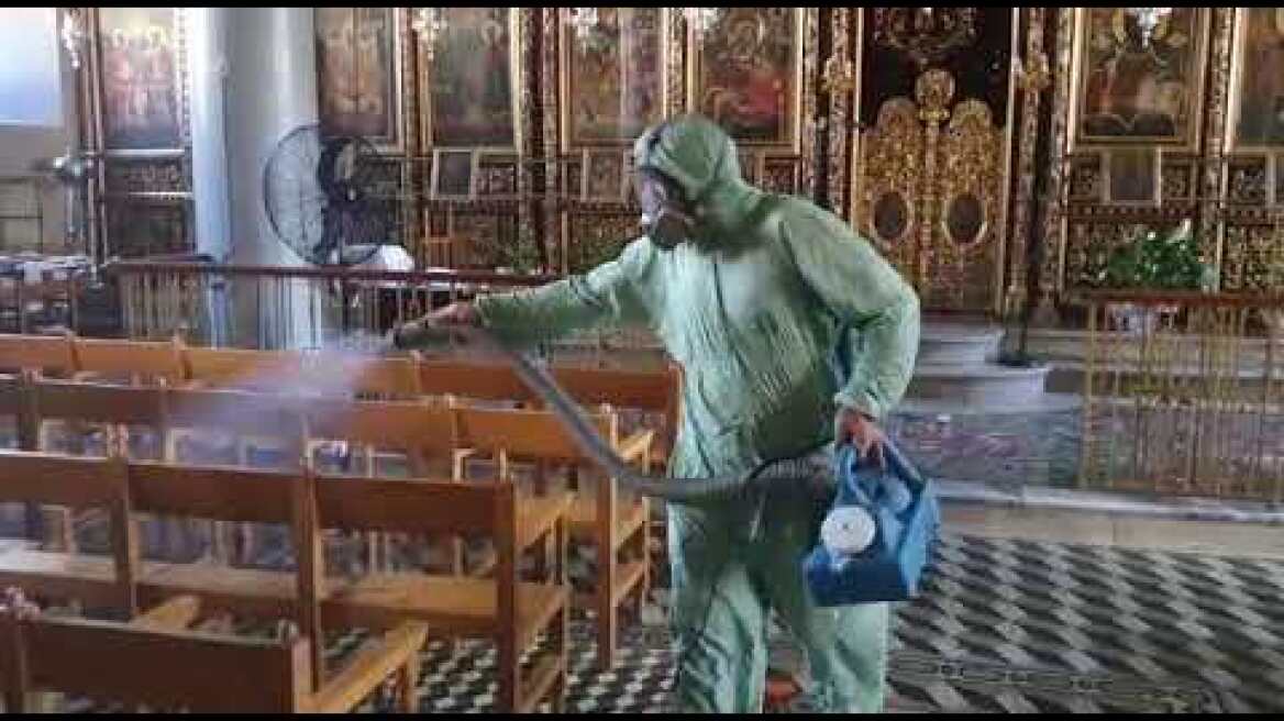 Απολυμάνσεις Ιερών Ναών και Μονών Ιεράς Μητροπόλεως Τρίκκης και Σταγών για τον covid-19