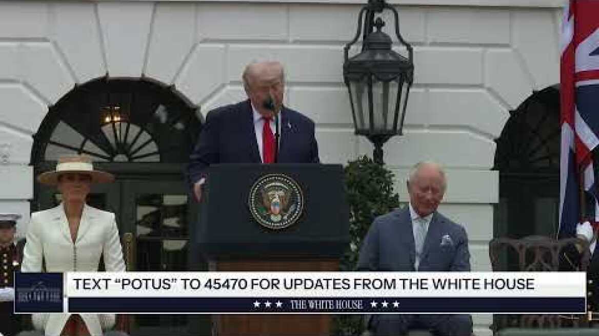 President Trump and the First Lady Participate in a Greeting with the King and Queen of the UK