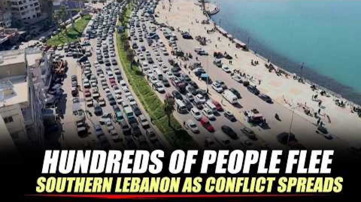 Watch Live: Hundreds of vehicles slowly moved in Sidon as people fled southern Lebanon
