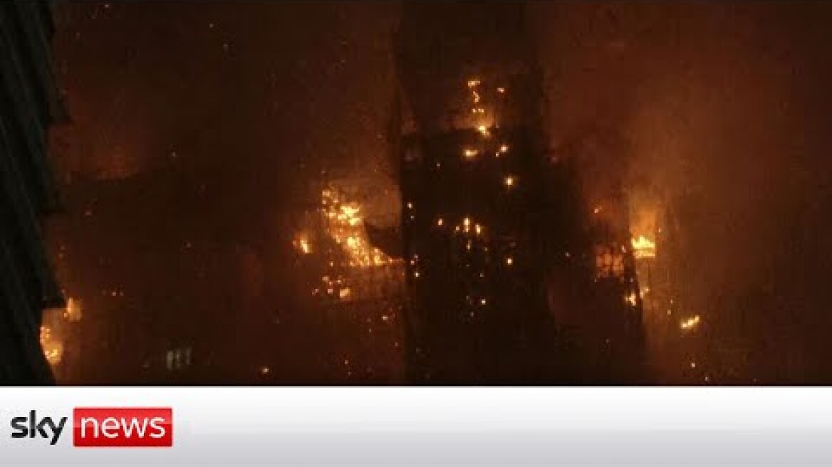 Watch live: Construction site on fire in Hong Kong