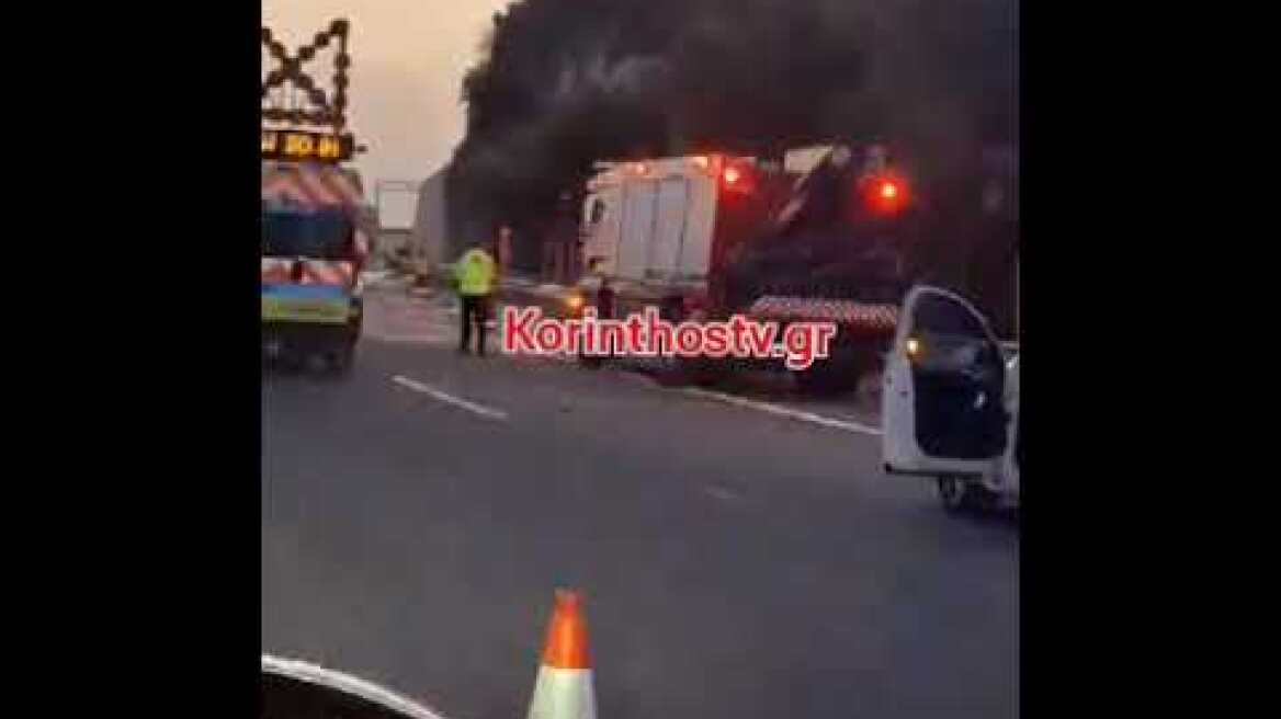 Ντελαπάρισε νταλίκα στην Ε Ο Αθηνών - Κορίνθου