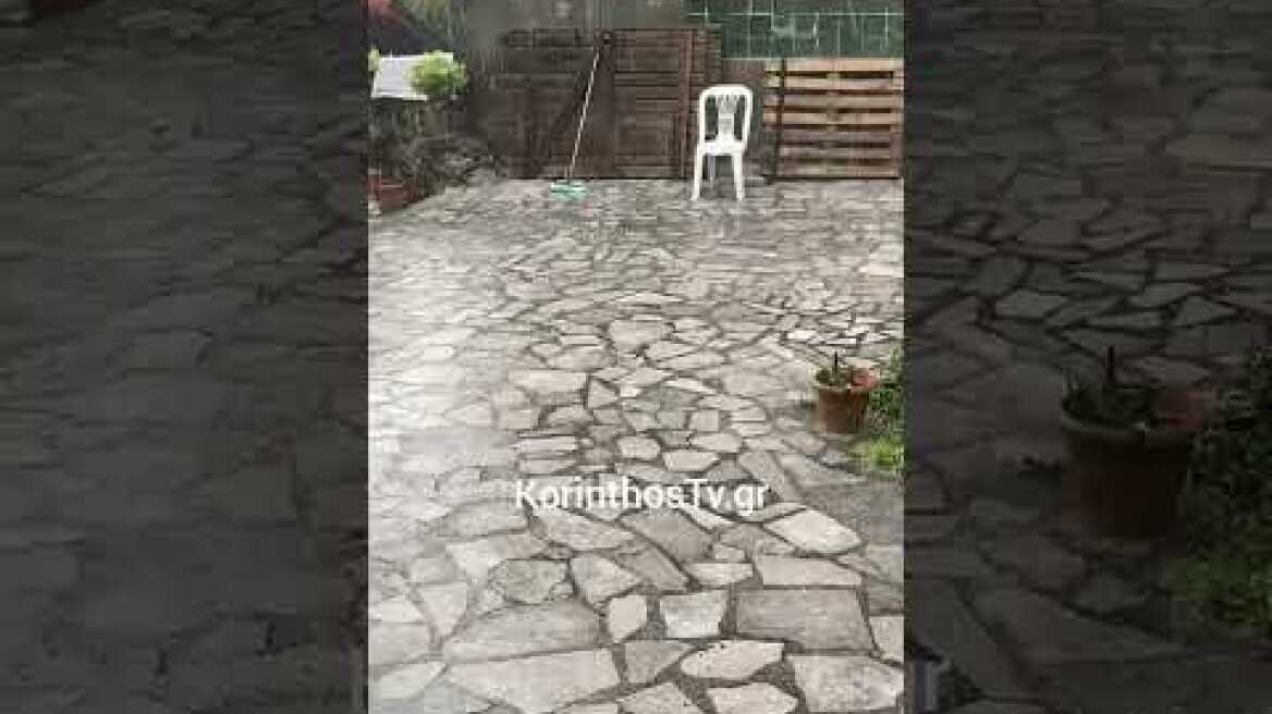Ισχυρή χαλαζόπτωση στη Λαύκα Κορινθίας