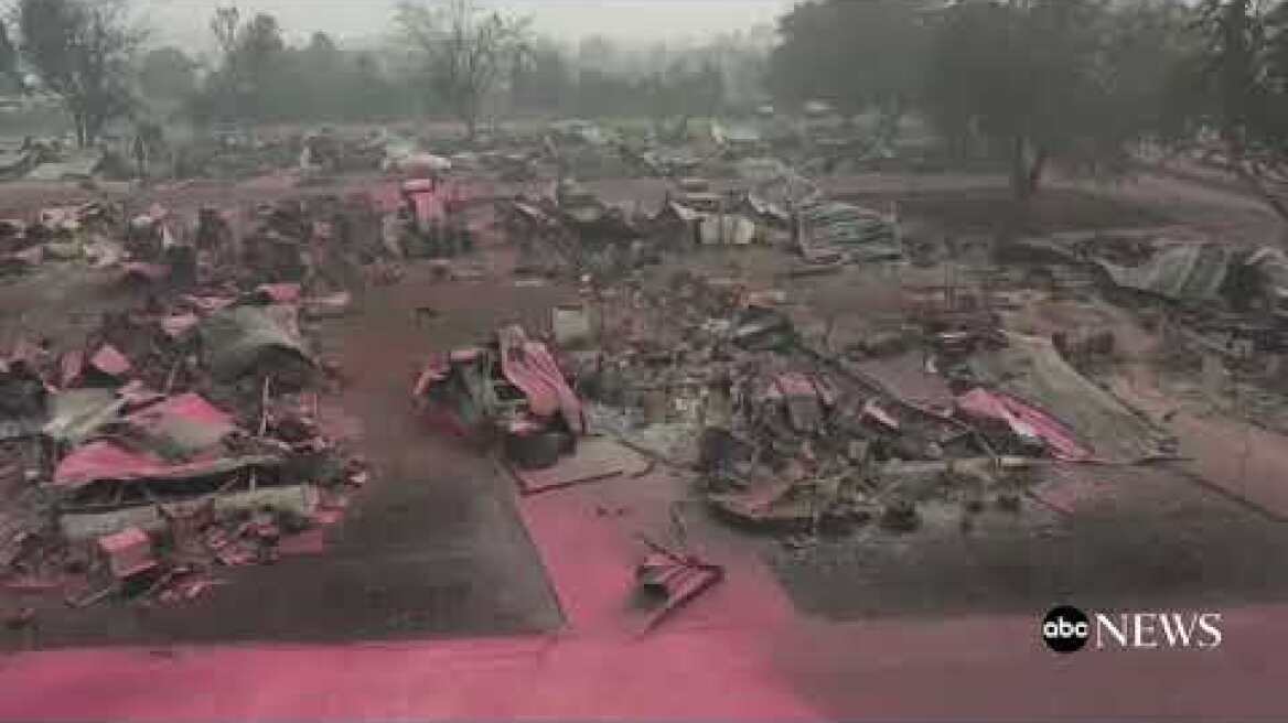 Drone video shows Oregon city nearly wiped out by wildfire