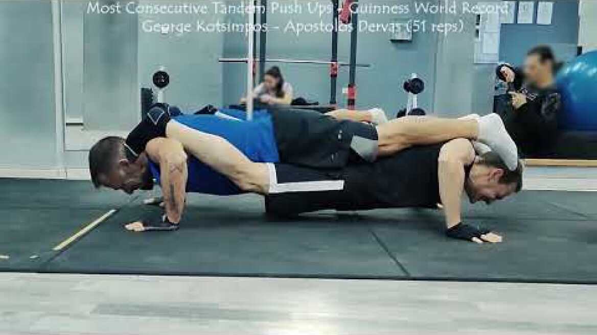 Breaking the Guinness world record for the "Most consecutive tandem pushups" again - 51 reps