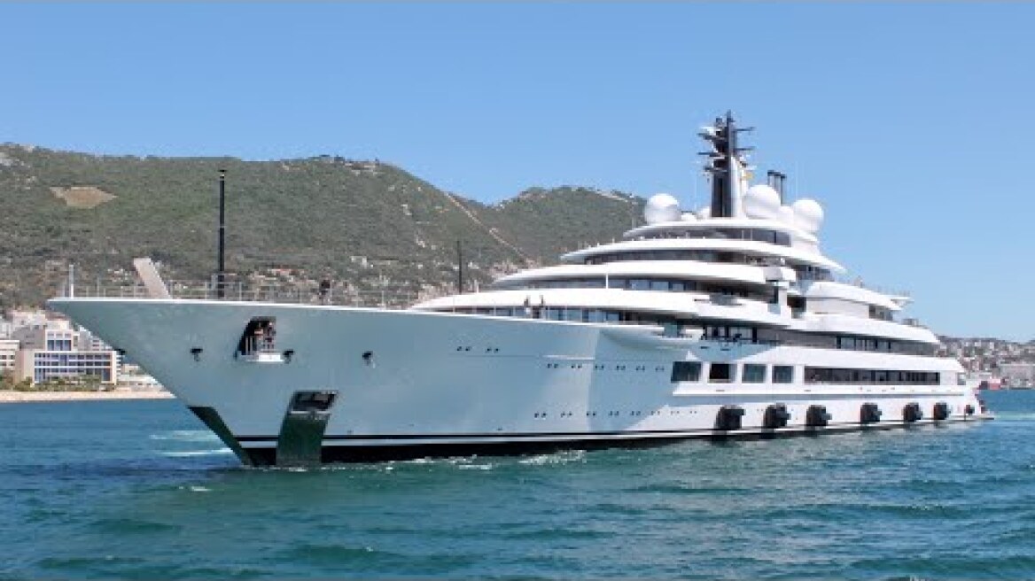 140m Megayacht SCHEHERAZADE Project LIGHTNING - Inaugural call at Gibraltar (U.K)