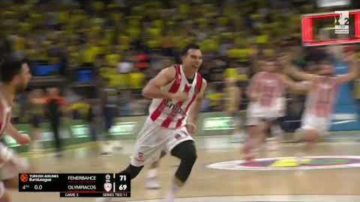 Kostas Sloukas insane 3point dagger!! Fener Olympiakos Euroleague 03/05/2023