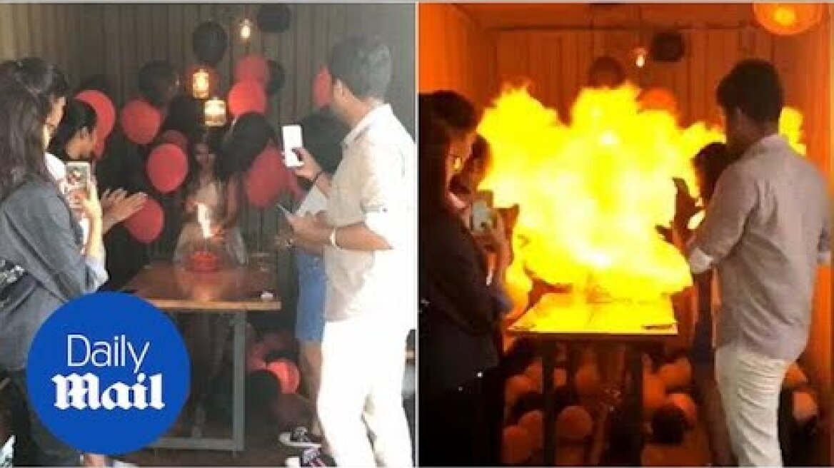 Horrific moment birthday girl is set on fire by hydrogen explosion - Daily Mail