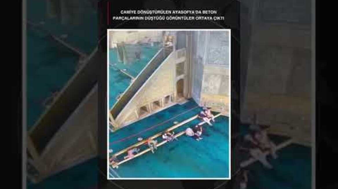 Camiye dönüştürülen 1500 yıllık Ayasofya dökülüyor: Beton parçalarının düştüğü anla ortaya çıktı