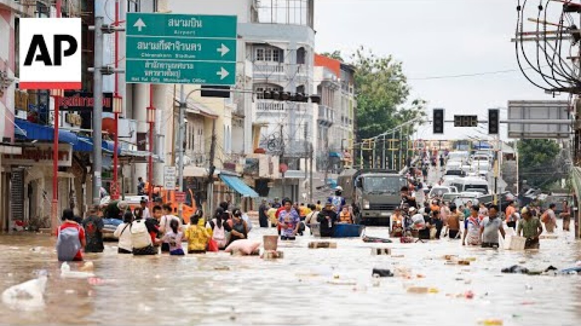 Scene in Thailand as flooding death toll rises to more than 80 people