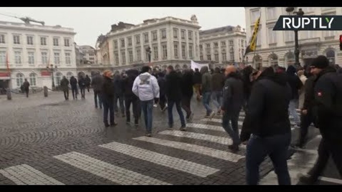 Protesters rally in Brussels against UN migration pact adoption
