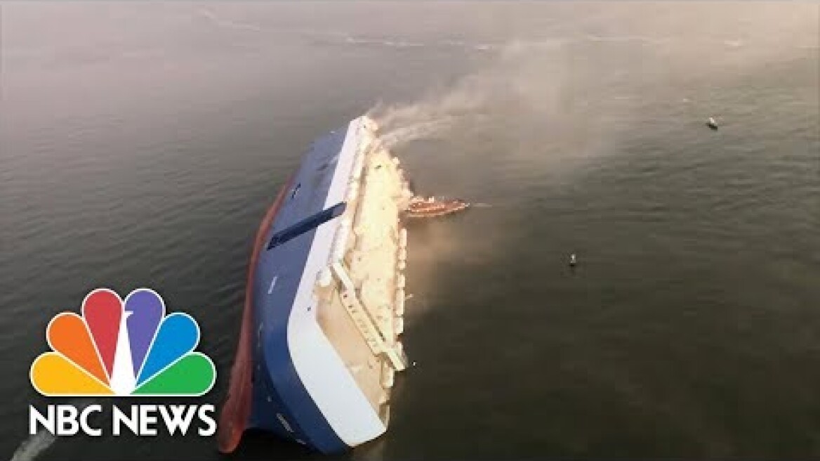 Video Shows Huge Capsized Cargo Ship | NBC News