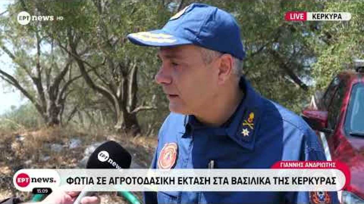 Φωτιά σε αγροτοδασική έκταση στα Βασιλικά της Κέρκυρας