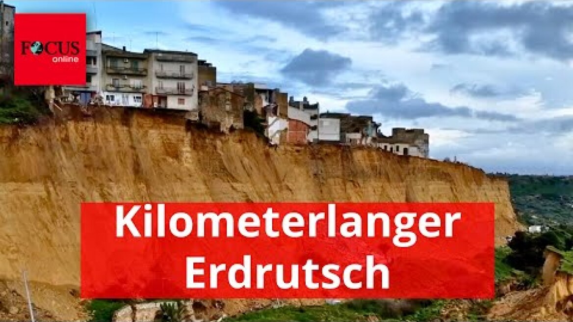 Häuser hängen am Abgrund: Videos zeigen kilometerlangen Erdrutsch auf Sizilien