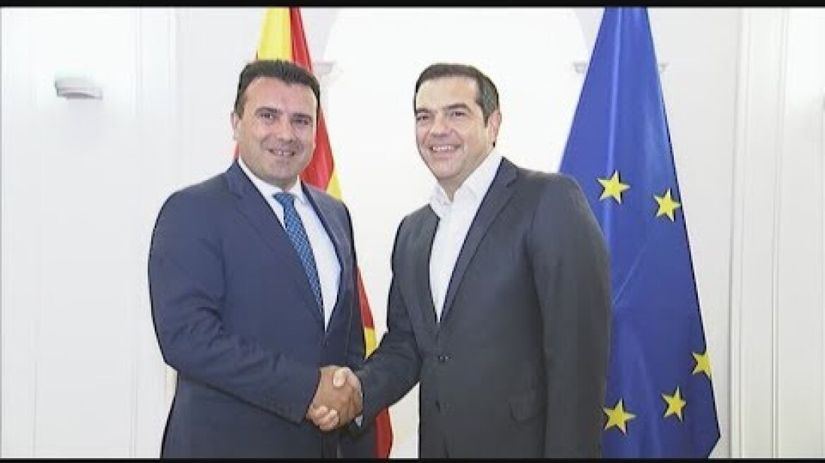 Συνάντηση του προέδρου του ΣΥΡΙΖΑ, Αλέξη Τσίπρα με τον πρωθυπουργό της Βορείου Μακεδονίας Ζόραν Ζάεφ