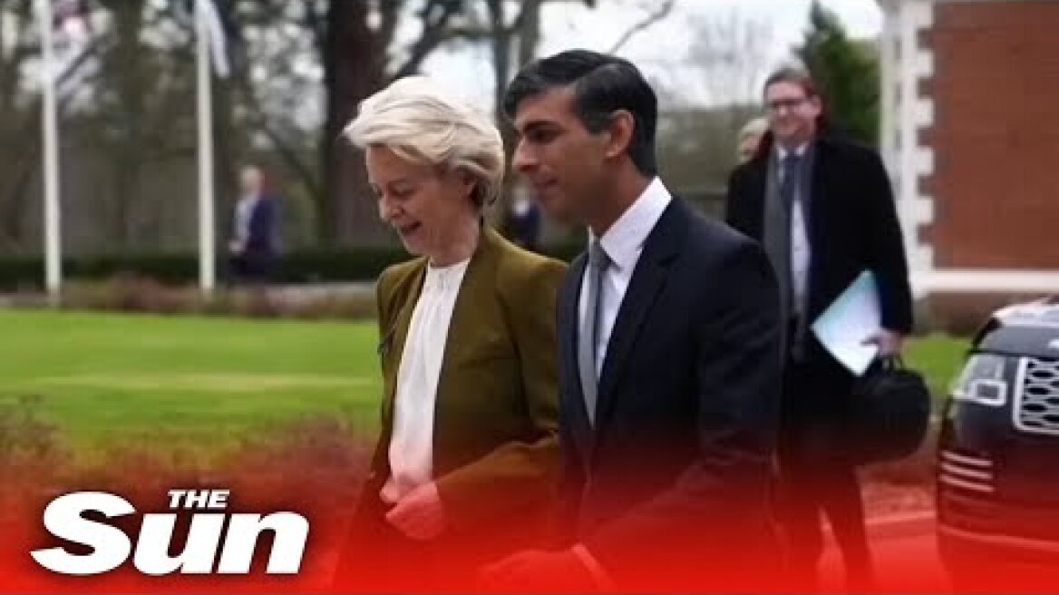 Sunak and Ursula von der Leyen arrive for talks on NI protocol for new Brexit deal