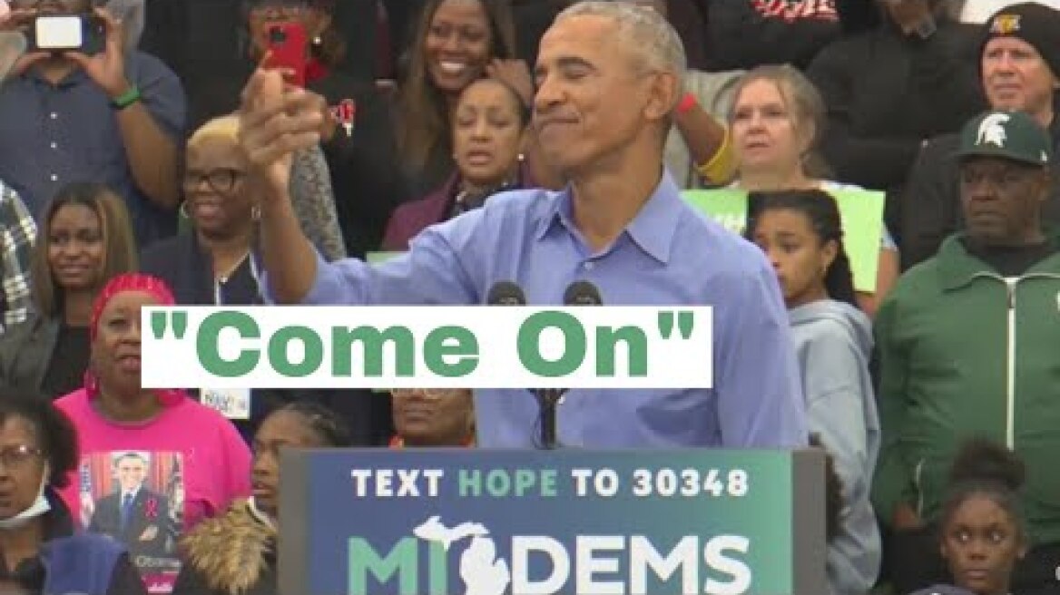 "Come On". Former President Barack Obama Interrupted By Heckler While Speaking In Detroit 10/29/22.