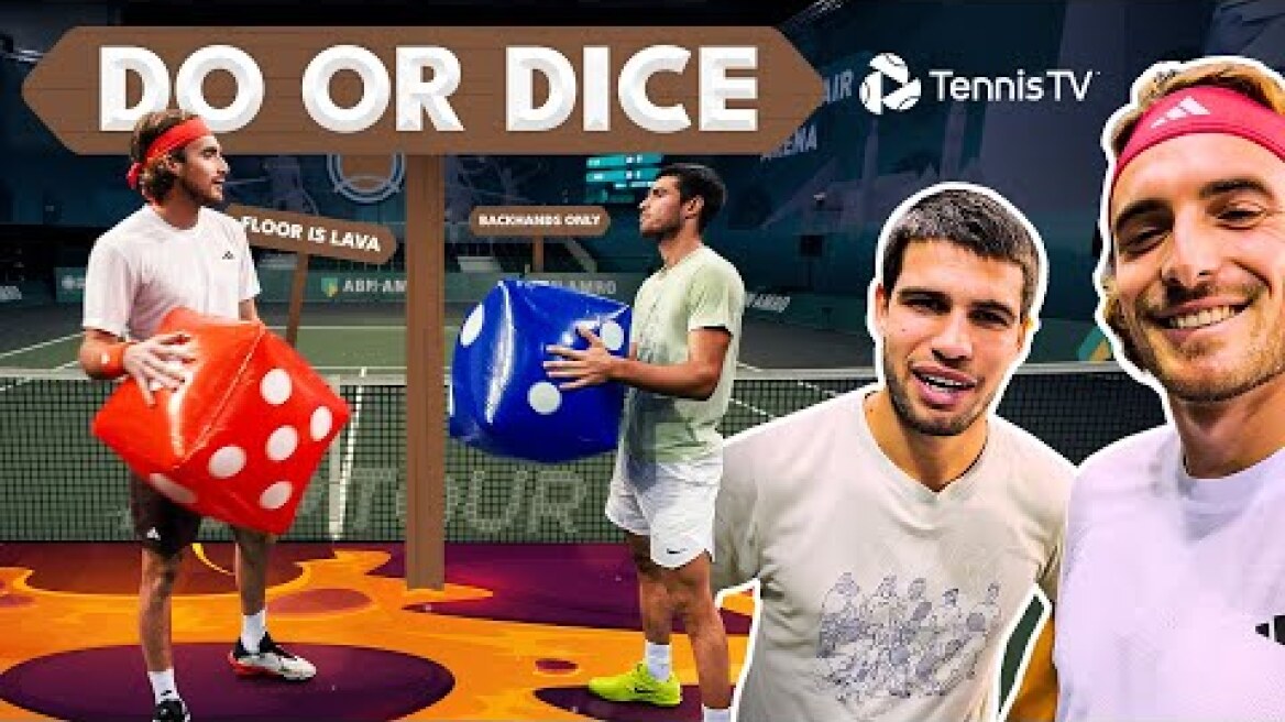 Wrong-Handed, Backhands Only, Court Is Lava! | Alcaraz & Tsitsipas Play 'Do or Dice' 🎲