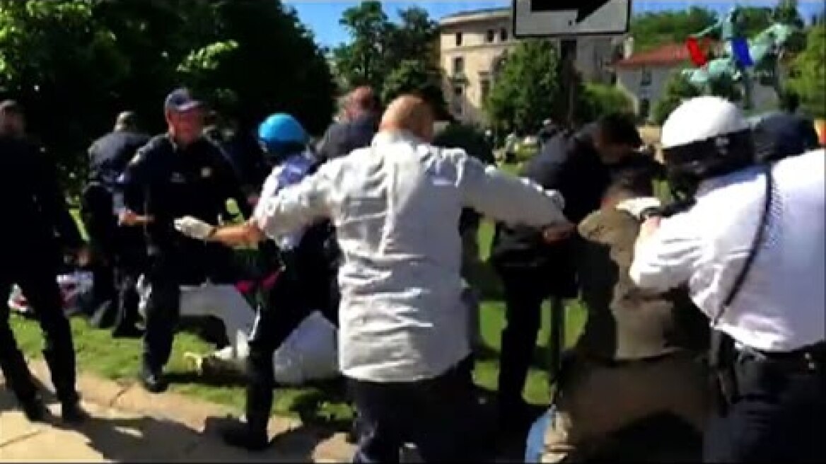 Protests turn violent outside Turkish embassy in Washington