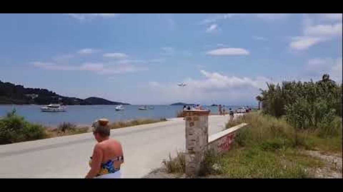 Exciting Moment British tourist 'blown away' by jet blast during takeoff