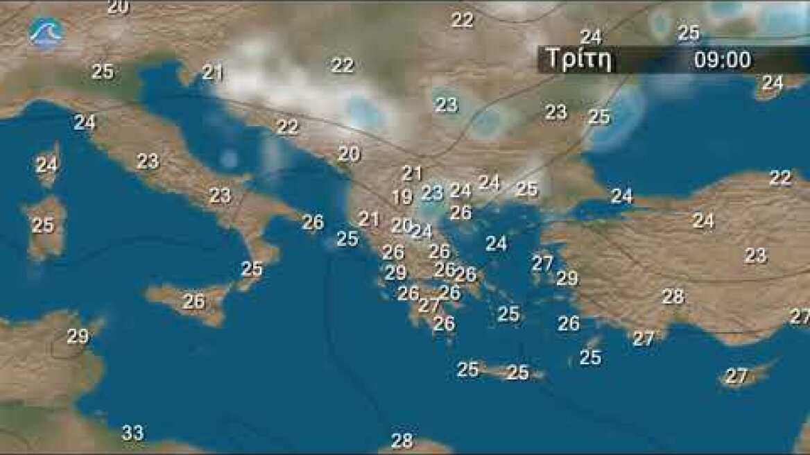 Η εβδομαδιαία πρόγνωση καιρού  από 23 IOYNIOY 2019