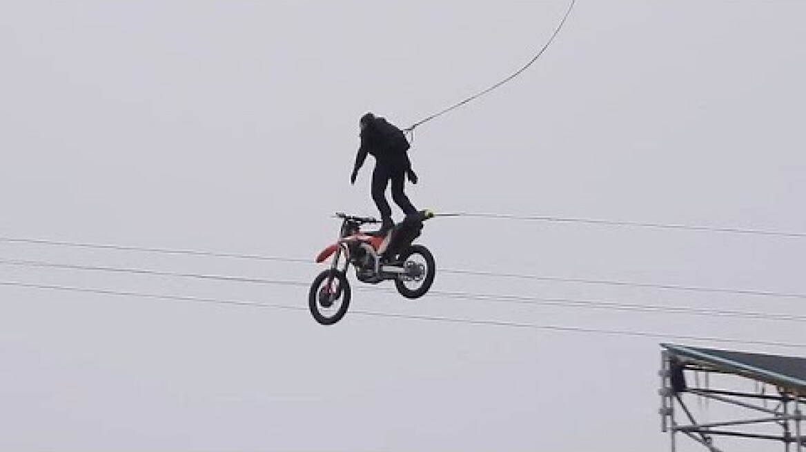 Tom Cruise performs insane BMX stunt for new movie Mission Impossible 7 in UK | Mission Impossible 7