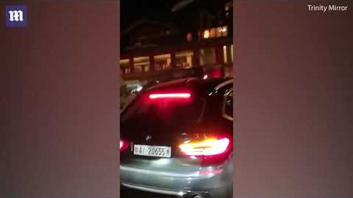 Shocking moment train hits a car stuck on a railway crossing