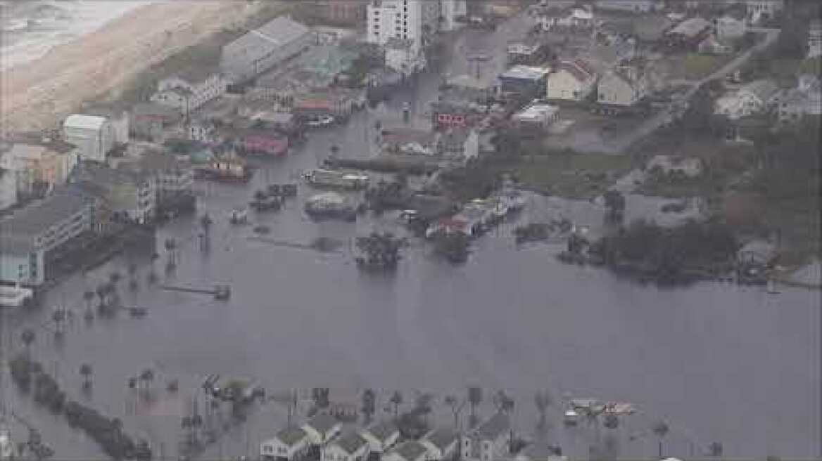 Aerial footage shows flooded Carolina Beach, NC