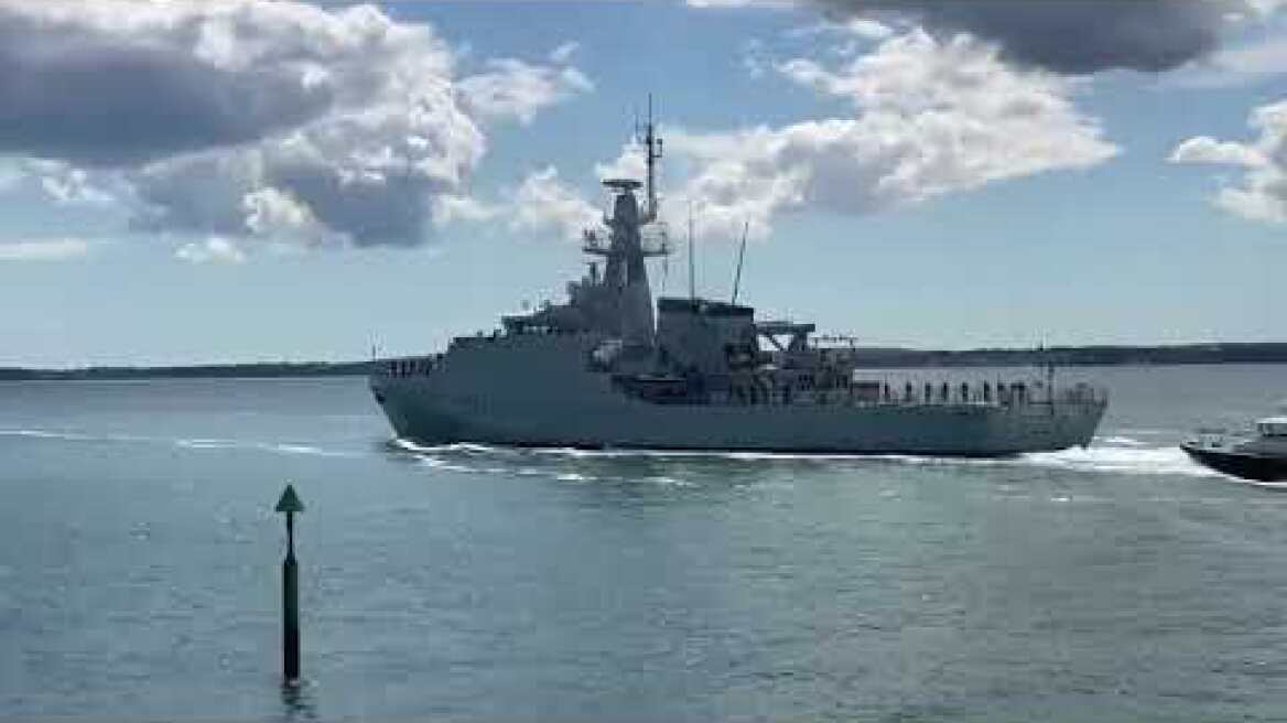 HMS Trent sails from Portsmouth to be forward-deployed in the Mediterranean